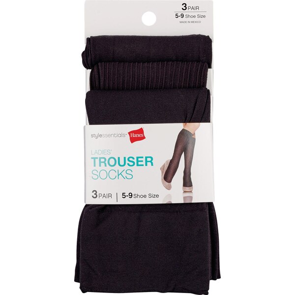 Style Essentials by Hanes Ladies' Trouser Socks, 3 Pairs