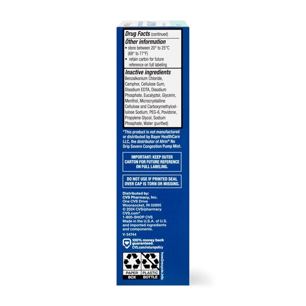 CVS 12HR No Drip Severe Decongestant Nasal Mist, 0.5 OZ
