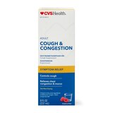 CVS Health Cough and Congestion Relief Liquid, Raspberry, 8 OZ, thumbnail image