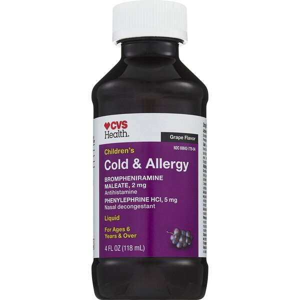 CVS Health Children's Cold & Allergy Liquid, Grape, 4 OZ
