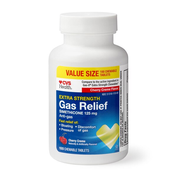 CVS Extra Strength Gas Relief Chewable Tablets Cherry, 100 CT