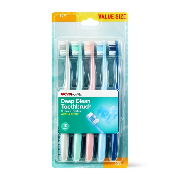 CVS HEALTH Manual Toothbrush Value Pack, Soft,10 CT