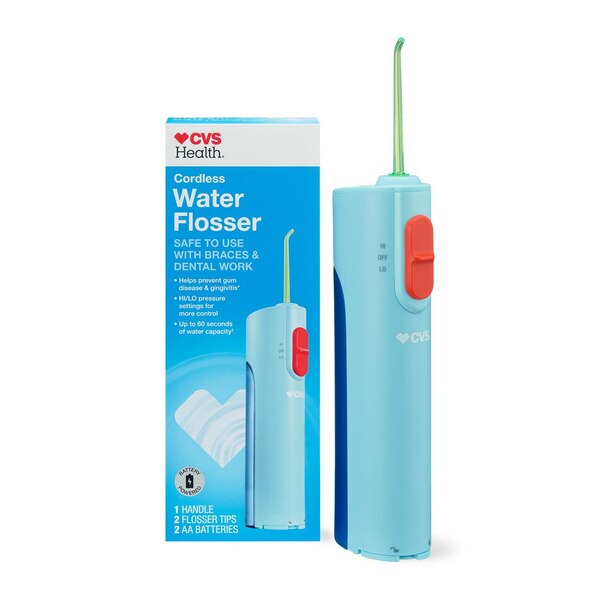 CVS Health Handheld Battery Water Flosser, Blue