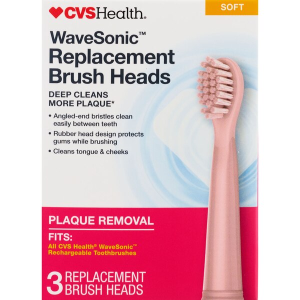 CVS Wave Sonic Rechargeable Brush Head Refill, Dusty Rose, 3 CT
