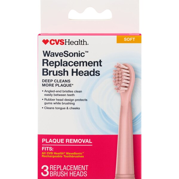 CVS Wave Sonic Rechargeable Brush Head Refill, Dusty Rose, 3 CT