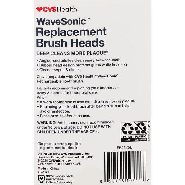 CVS Wave Sonic Rechargeable Brush Head Refill, Dusty Rose, 3 CT
