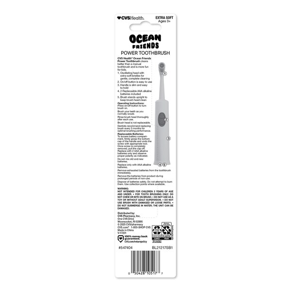 CVS Health Kids Battery Power Toothbrush, Ocean Friends, Extra Soft