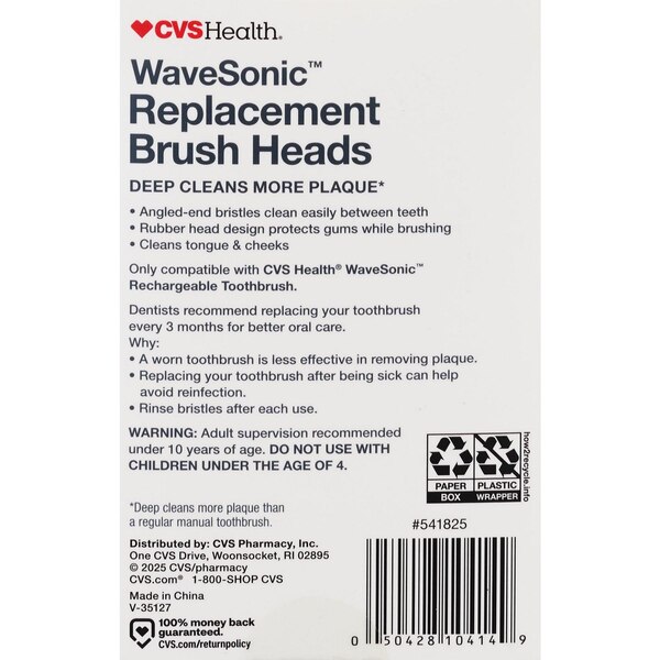 CVS Wave Sonic Rechargeable Brush Head Refill, Gray, 3 CT