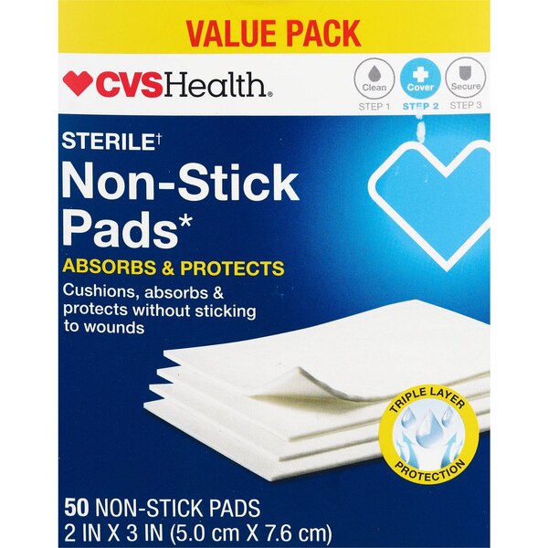 CVS Health Non-Stick Pads Value Pack 2x3", 50CT