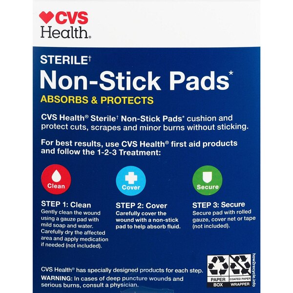 CVS Health Non-Stick Pads Value Pack 2x3", 50CT