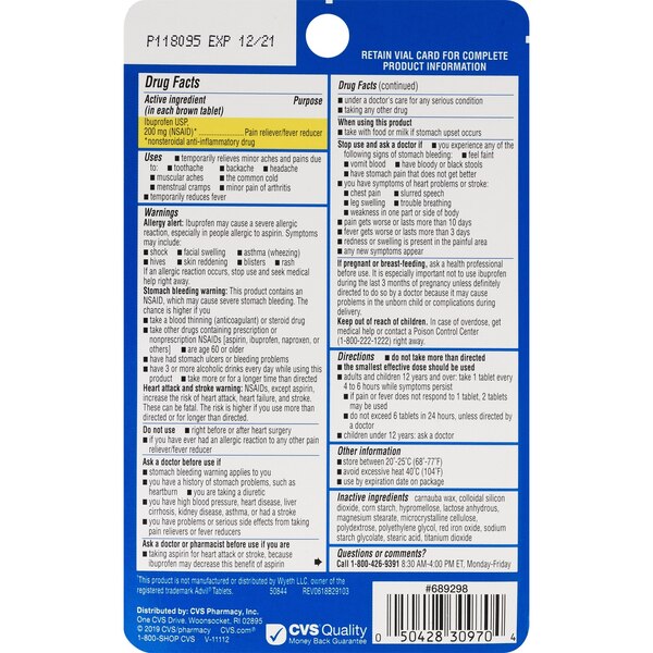 CVS Health Ibuprofen Tablets 200mg Coated