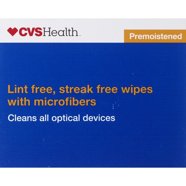 CVS Health Microfiber Premoistened Lens Wipes, 100 CT