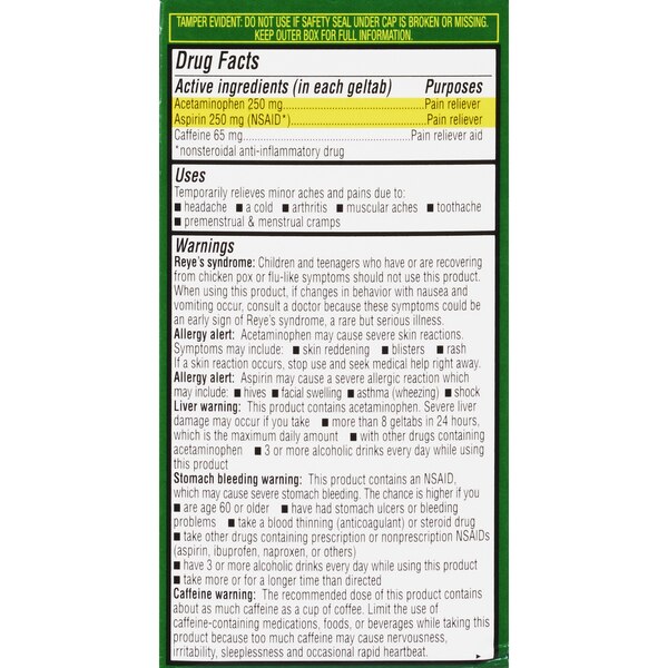 CVS Health Extra Strength Headache Relief Acetaminophen, Aspirin (NSAID) & Caffeine Geltcaps
