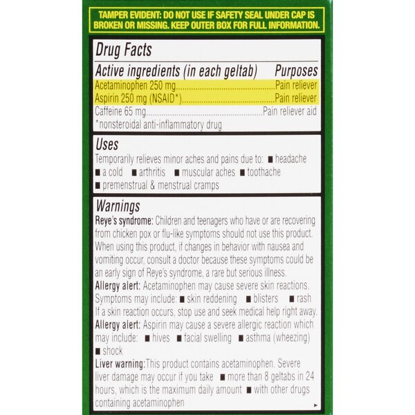 CVS Health Extra Strength Headache Relief Acetaminophen, Aspirin (NSAID) & Caffeine Geltcaps