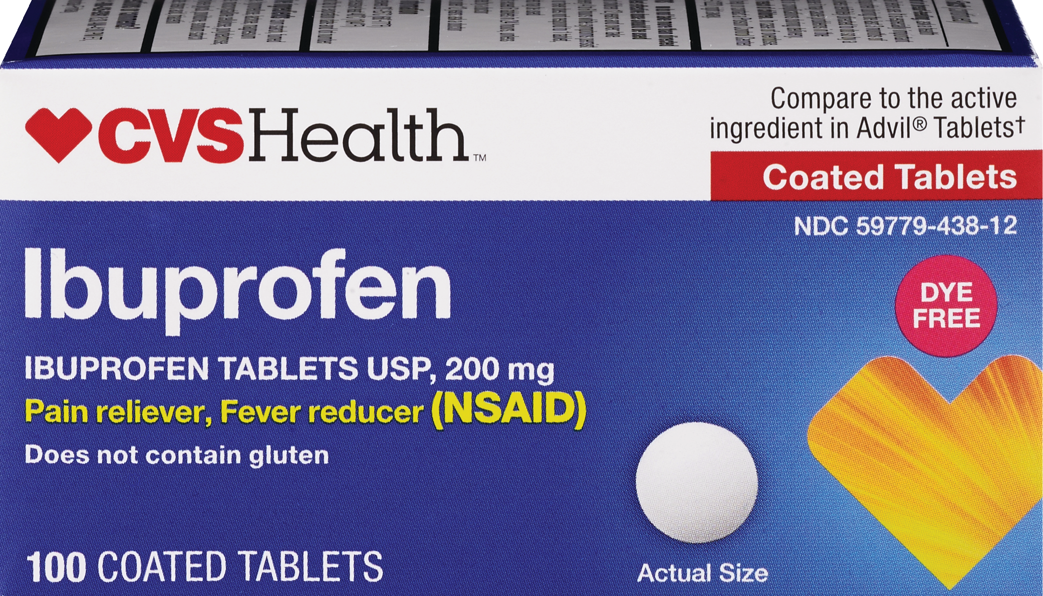 CVS Health Dye Free Ibuprofen 200 mg Tablets
