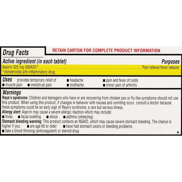 CVS Health Regular Strength Aspirin 325 MG Coated Tablets, 100 CT