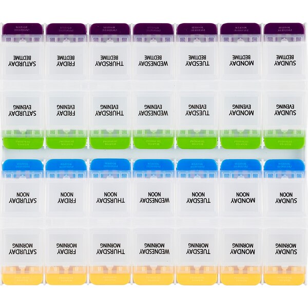 CVS Health 4-A-Day Weekly Pill Planner with Easy Press N' Open Buttons
