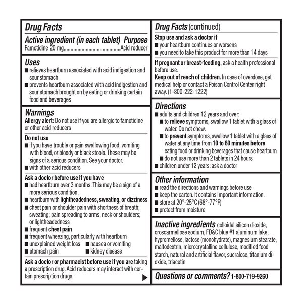 CVS Health Famotidine 20MG Cool Mint Tablets, 50 CT