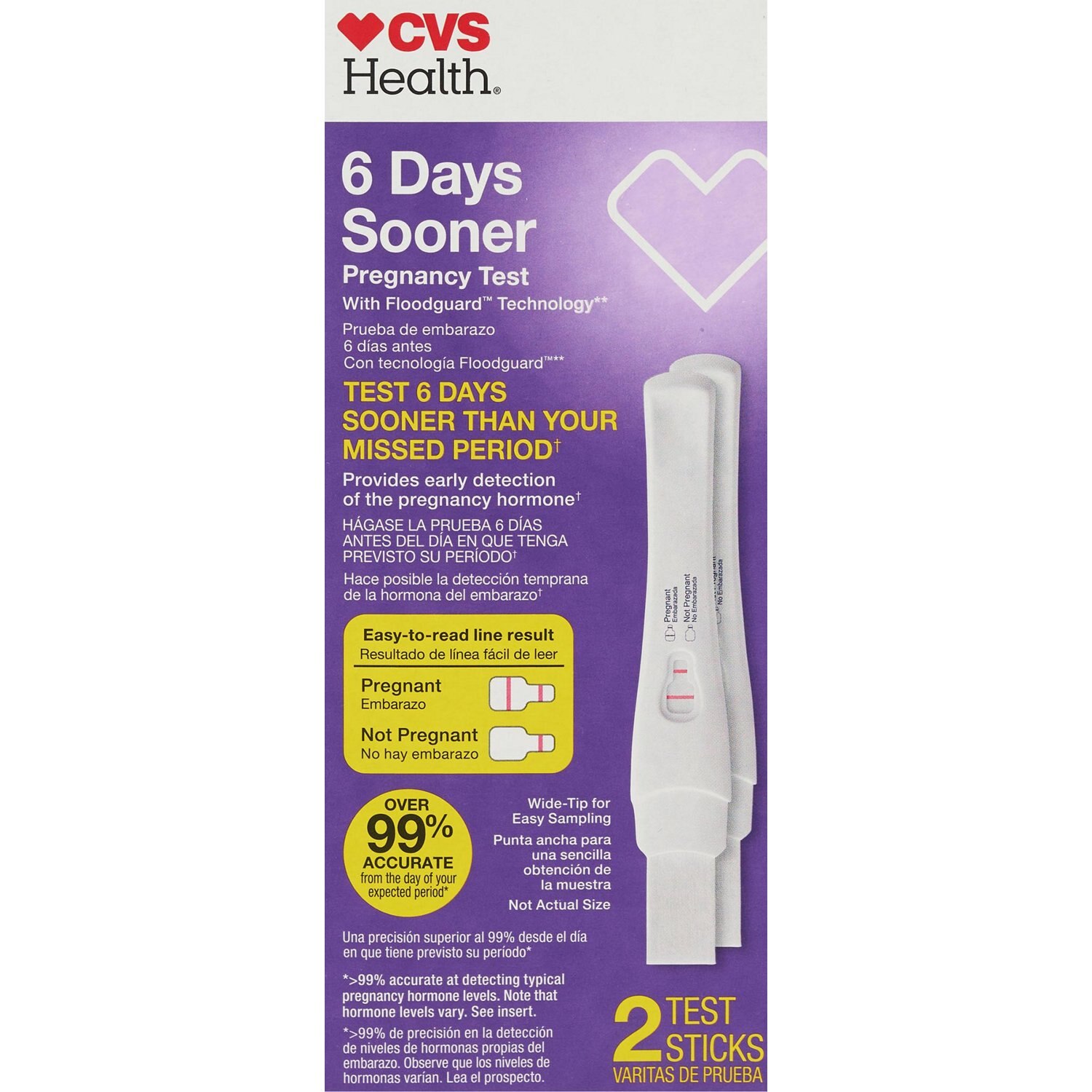 CVS 6 Days Sooner Bilingual Pregnancy Test, 2 CT image.