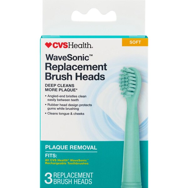 CVS Wave Sonic Rechargeable Brush Head Refill, Mint Green, 3 CT