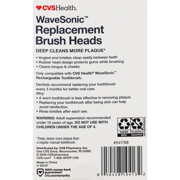 CVS Wave Sonic Rechargeable Brush Head Refill, Mint Green, 3 CT