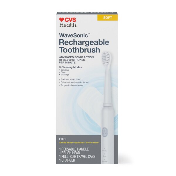 CVS Wave Sonic Rechargeable Toothbrush, Gray