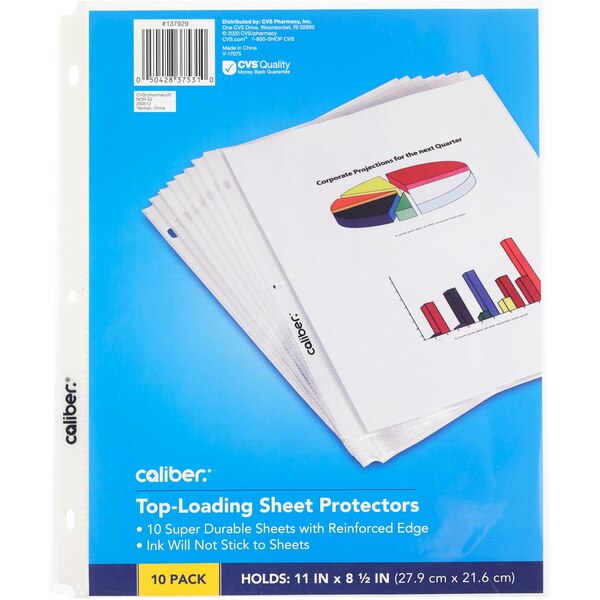 Caliber Top-Loading Sheet Protectors, 10 ct