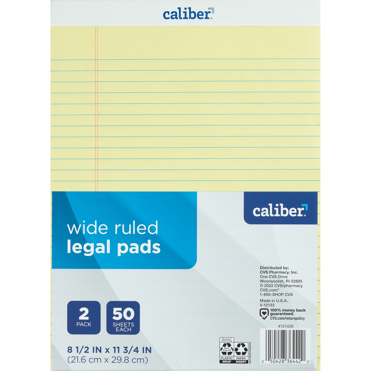 Caliber Legal Pads, Yellow, 2 CT