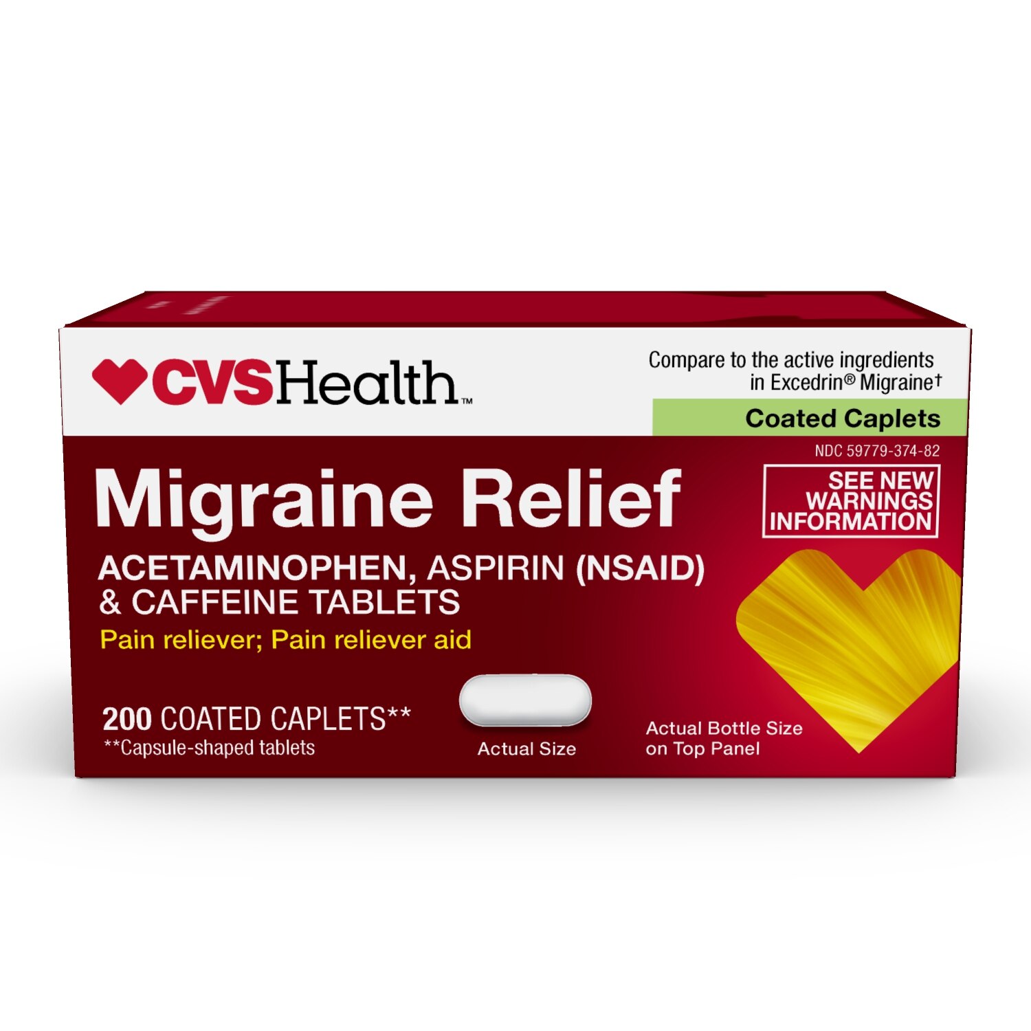 CVS Health - Tabletas para el alivio de migrañas con acetaminofén, aspirina (AINE) y cafeína