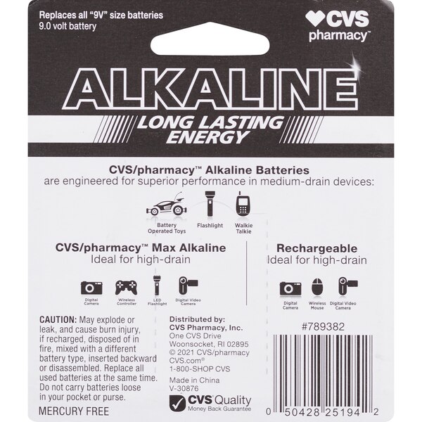 CVS Alkaline Batteries 9V