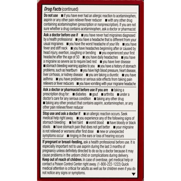CVS Health Migraine Relief Acetaminophen Aspirin (NSAID) & Caffeine Tablets