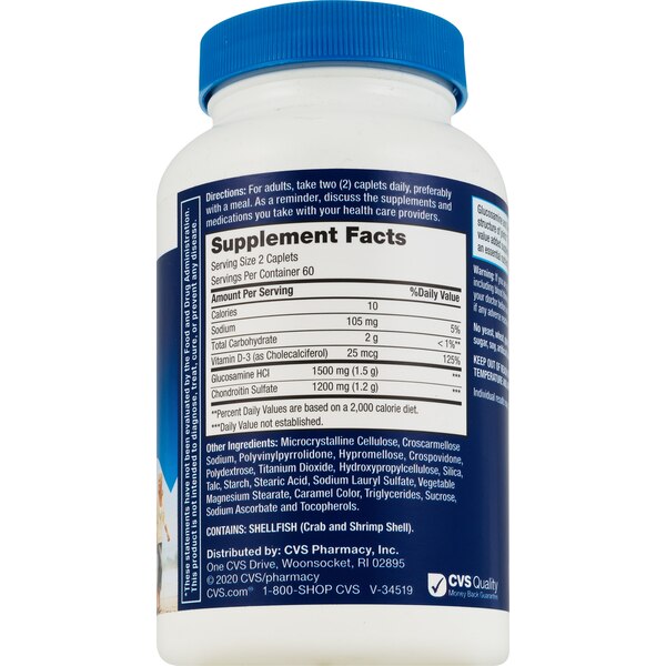 CVS Health Glucosamine Chondroitin + Vitamin D3 Caplets, 120 CT