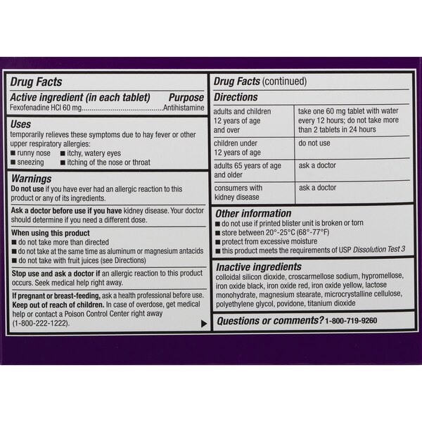 CVS Health Non-Drowsy 12HR Allergy Relief Fexofenadine HCl 60mg, 12 CT