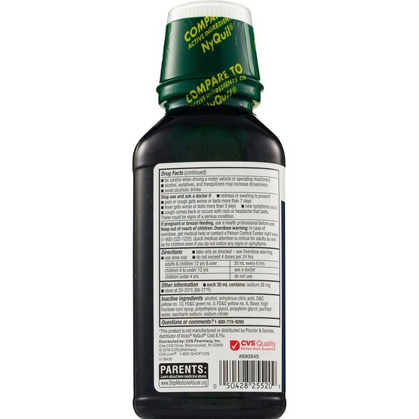 CVS Health Multi-Symptom Nighttime Cold & Flu Relief, Original, 12 OZ