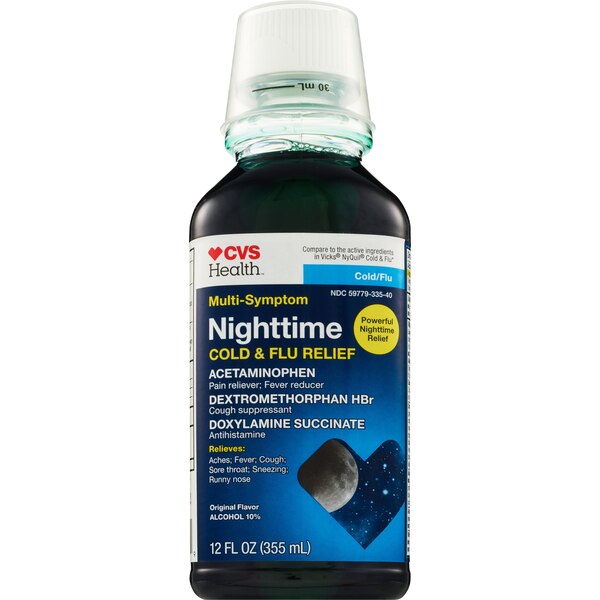 CVS Health Multi-Symptom Nighttime Cold & Flu Relief, Original, 12 OZ