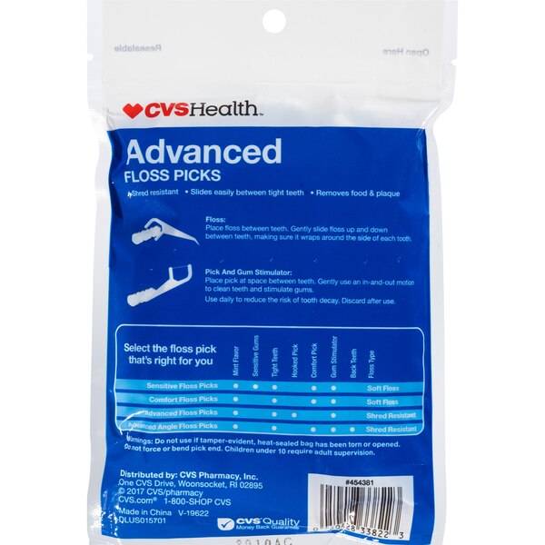 CVS Health Advanced Floss Picks, 90 CT