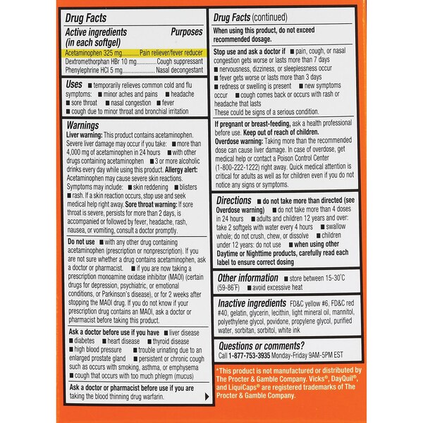 CVS Health - Cápsulas blandas para los síntomas del resfriado y la gripe, para el día, no causa somnolencia