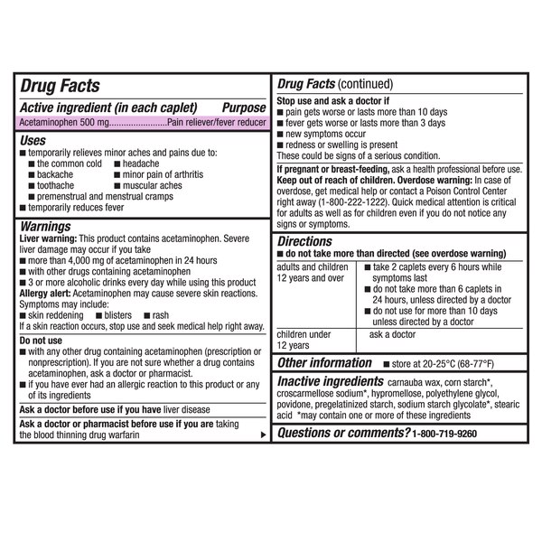 CVS Health Extra Strength Acetaminophen Pain Reliever & Fever Reducer 500mg Caplets