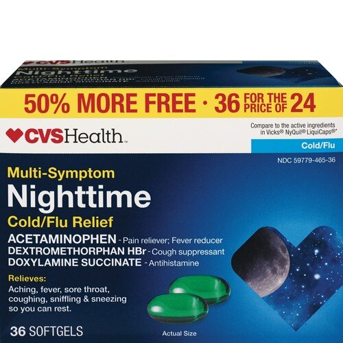 CVS Health Multi-Symptom Nighttime Cold & Flu Relief Softgels