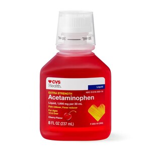 CVS Health Extra Strength Acetaminophen Pain Reliever & Fever Reducer 500 MG Liquid, Cherry, 8 FL OZ
