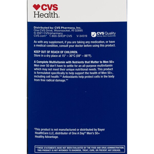 CVS Health Men 50+  Advanced  Multivitamin Tablets, 65 CT