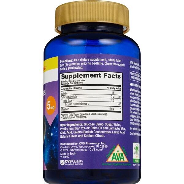 CVS Health Melatonin 5 MG Gummies, Natural Strawberry, 120 CT