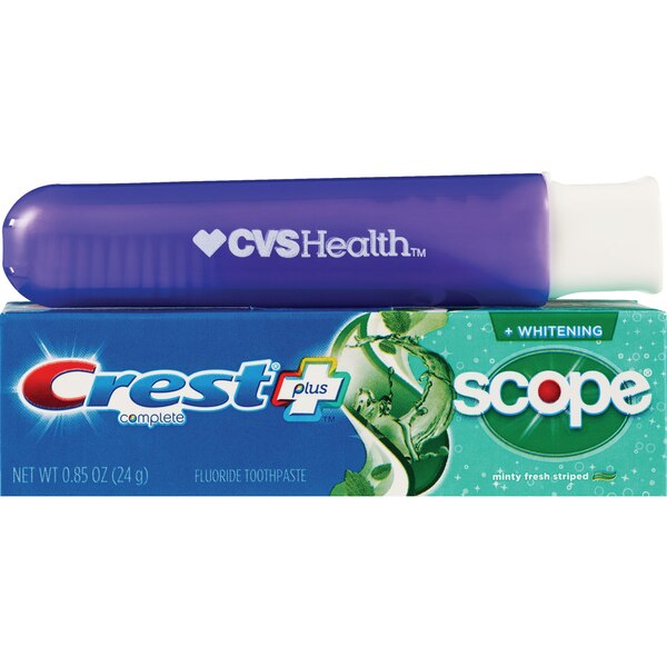 CVS Health Travel Toothbrush with Crest Complete Whitening Toothpaste, Assorted Colors, 0.85 OZ