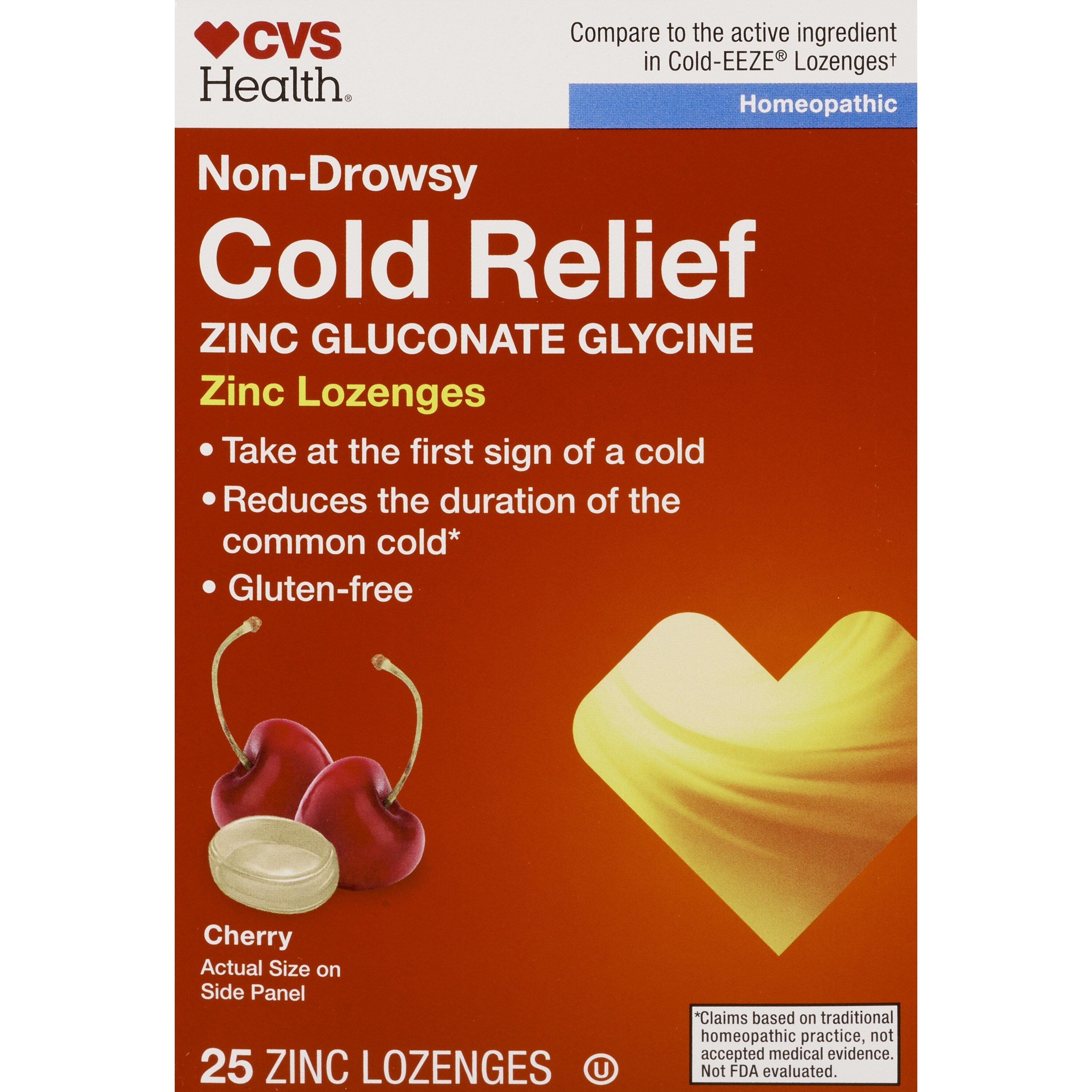 Homeopathic CVS Health Non-Drowsy Cold Relief Zinc Lozenges