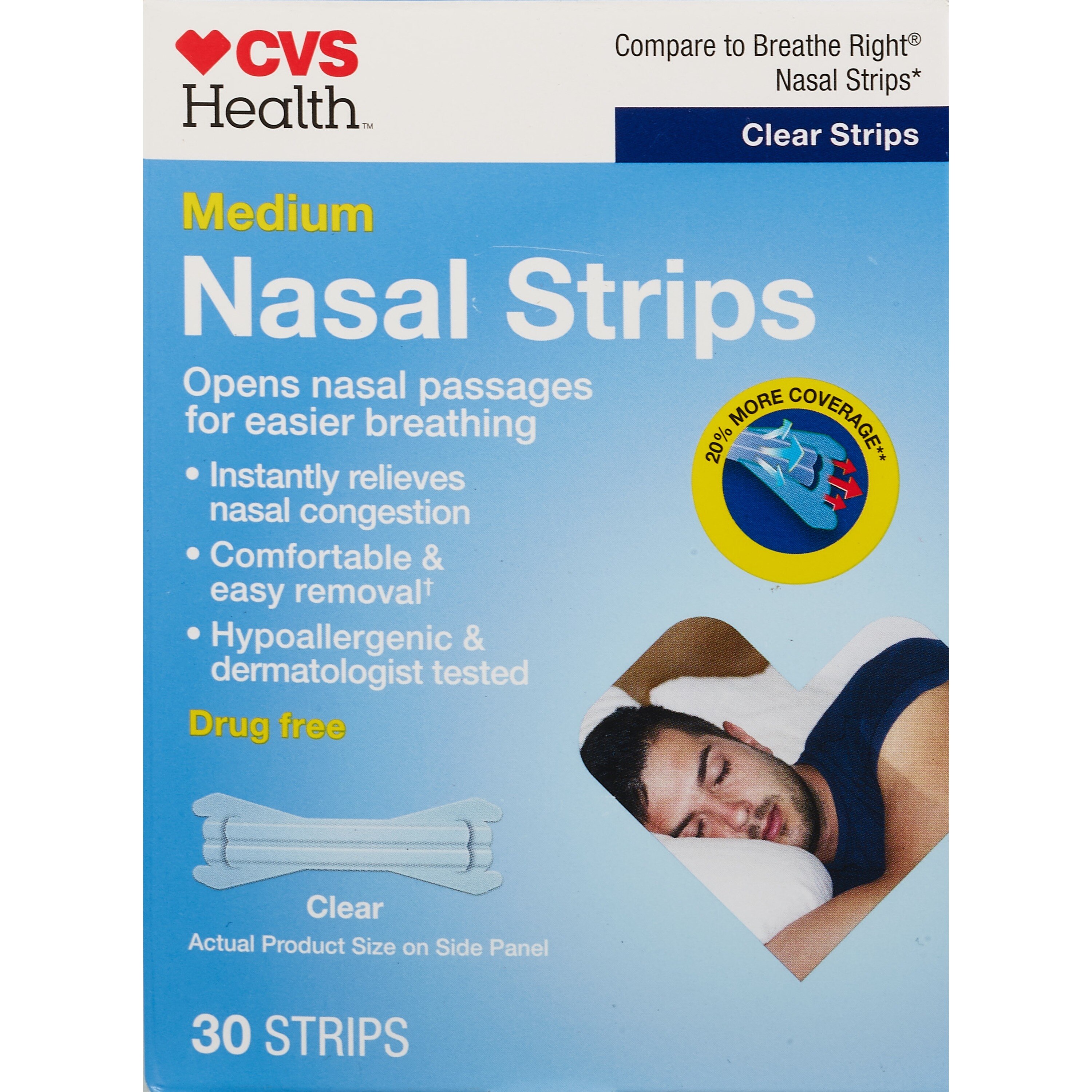 CVS Health - Tiras nasales transparentes, 30 u.