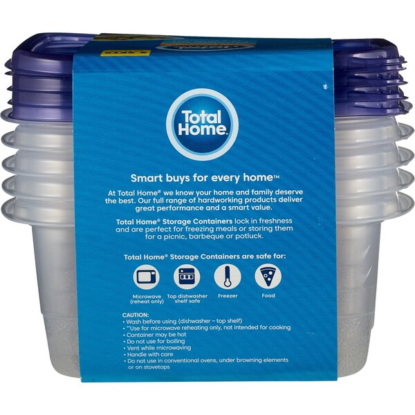 Total Home Food Storage Containers, 5 ct