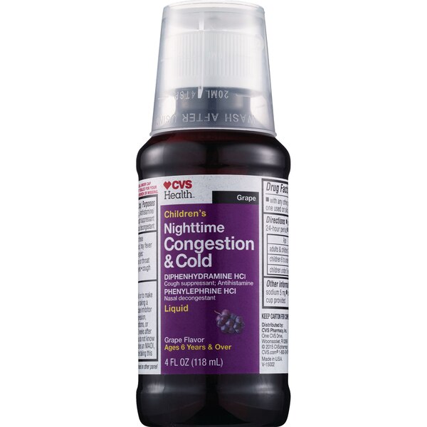 CVS Health Children's Day + Nighttime Cold, Cough, + Congestion Relief Liquid Combo Pack, Grape, 2 4 OZ bottles