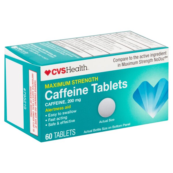 CVS Health Maximum Strength Caffeine 200 MG Tablets, 60 CT