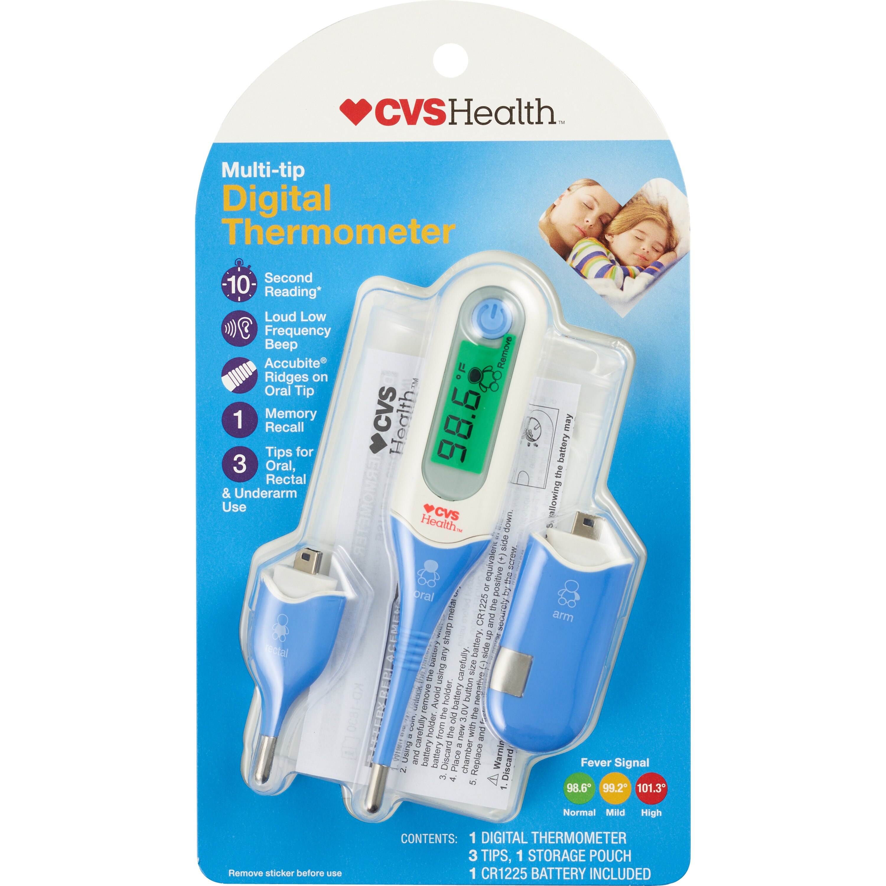 CVS Health - Termómetro digital 3 en 1 con punta flexible