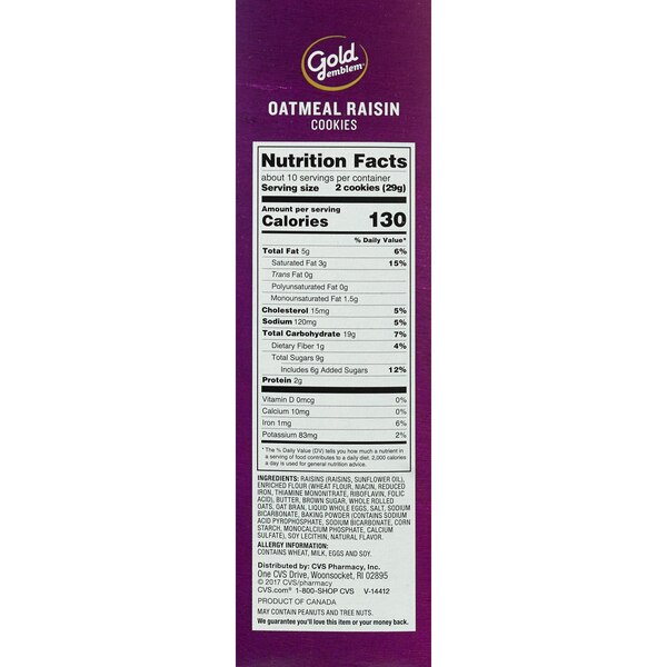Gold Emblem Oatmeal Raisin Cookies, 10.6 oz